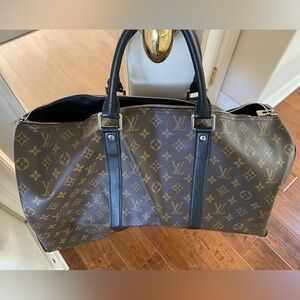 Louis Vuitton Brown Monogram Handbag with Black Handles